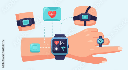 Wearable health monitoring devices and smartwatches for tracking vital signs.