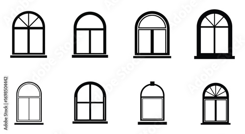 various window designs displayed in neat rows and columns