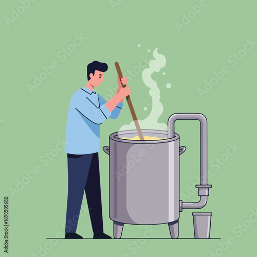 Man stirs pot