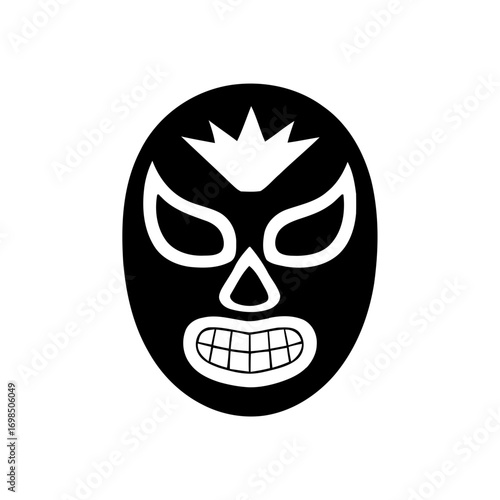 Black and white lucha libre wrestling mask icon. mask icon