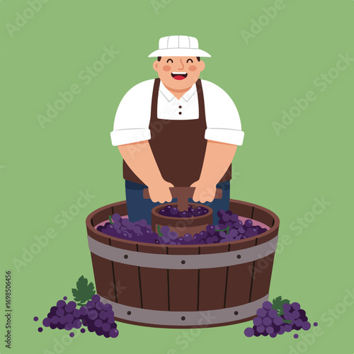Crushing grapes