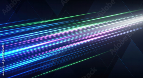 Abstract High-Speed Motion Background with Dynamic Light Trails and Blur, Perfect for Futuristic Technology Designs and Posters.