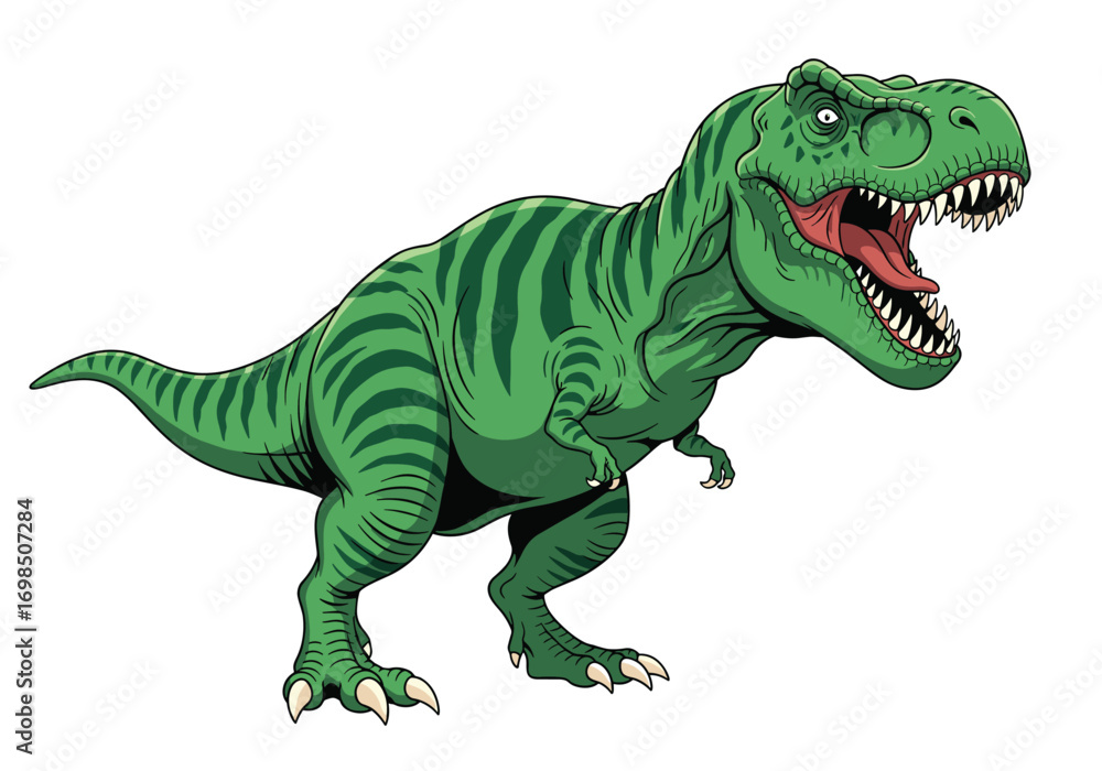 Obraz premium Terrifying tyrannosaurus rex dinosaur roaring with sharp teeth