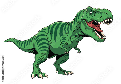 Terrifying tyrannosaurus rex dinosaur roaring with sharp teeth