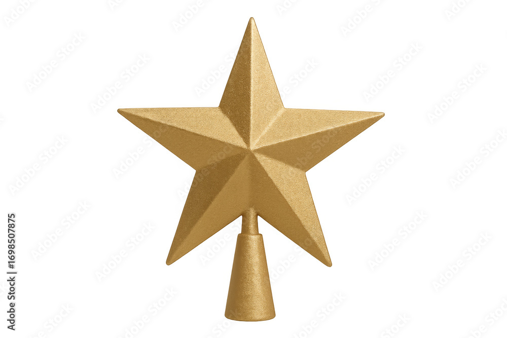 Fototapeta premium Golden christmas star decoration on transparent background