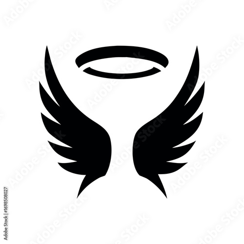 Abstract angel wings with halo created in decorative modern artistic logo Vector illustration
