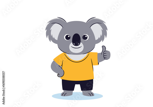 Cute cartoon koala giving thumbs up with a friendly smile