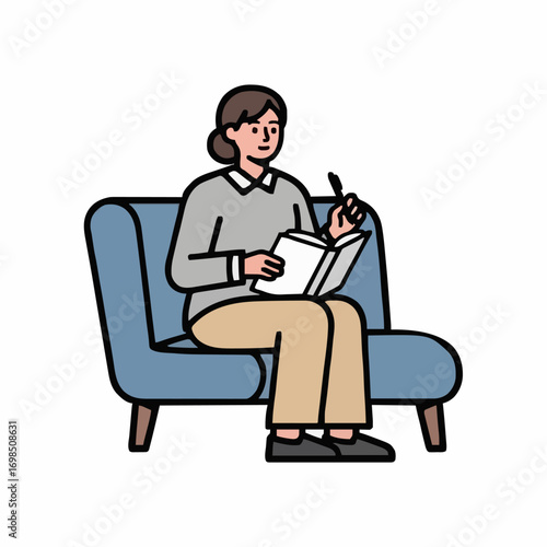 Therapist Taking Notes — Flat Vector