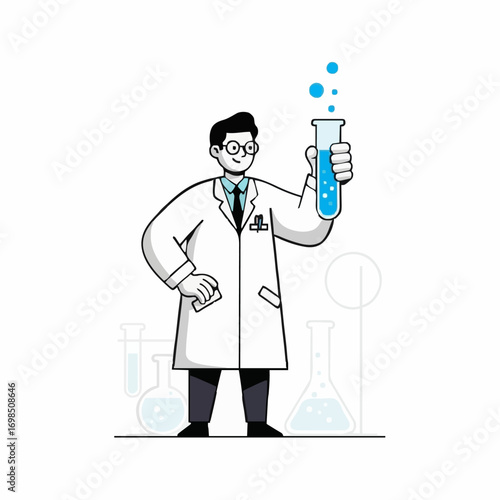 Medical Researcher Holding Test Tube — Vector