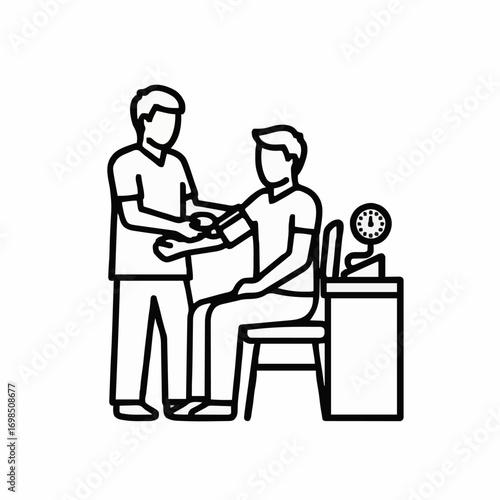 Home Healthcare Worker Checking Blood Pressure — Vector