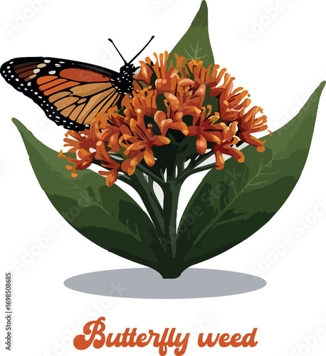 Butterfly weed logo vector white background .