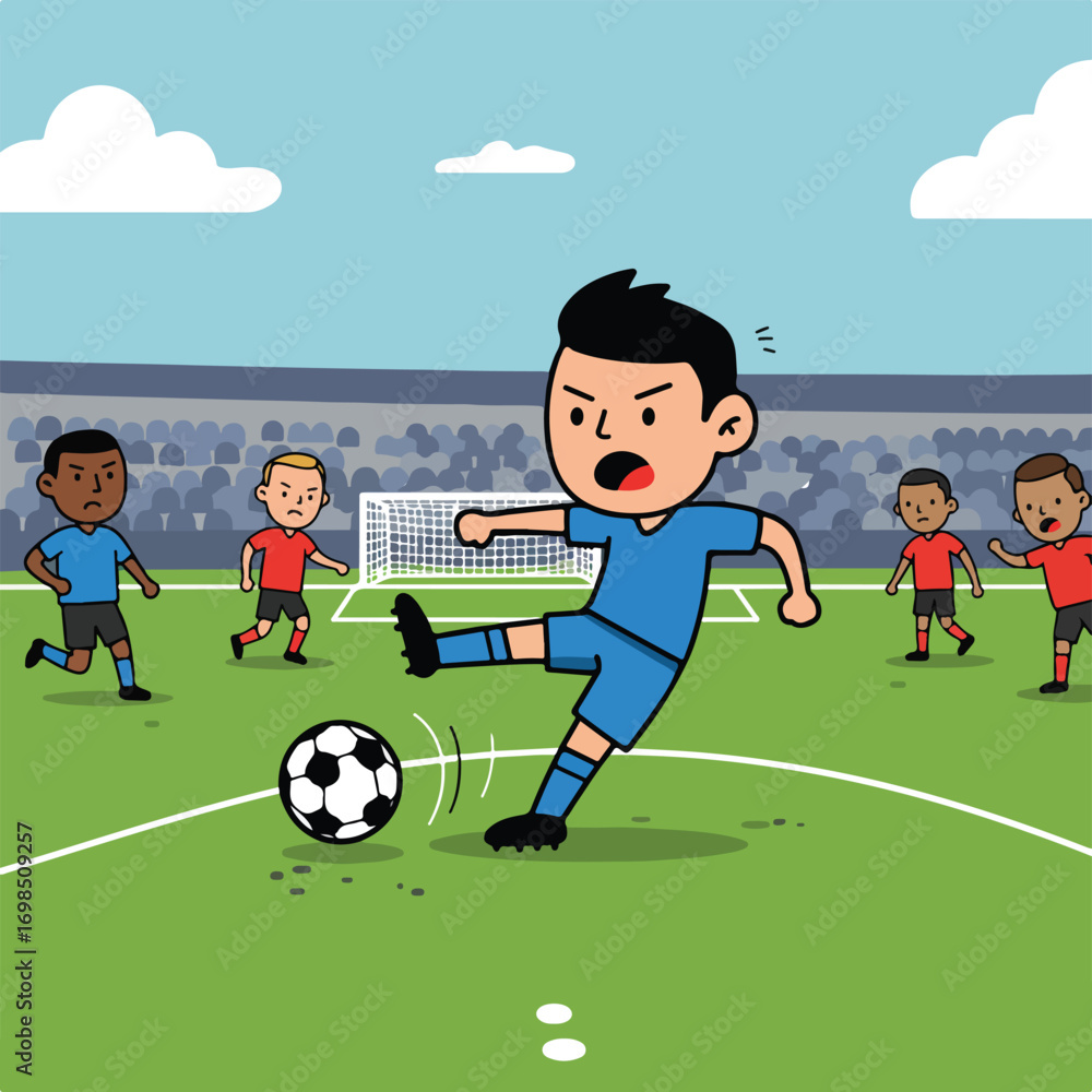 Fototapeta premium Soccer kick cartoon