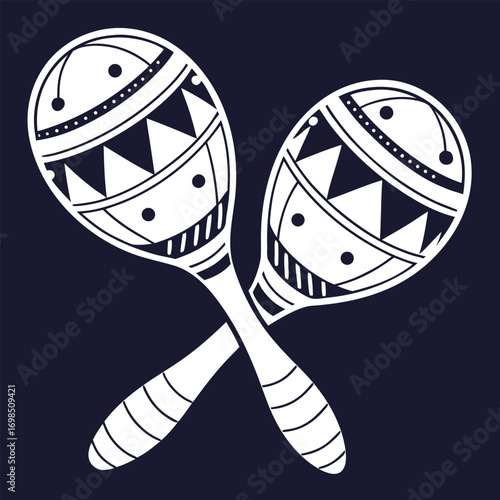 crossed maracas with intricate patterns and designs