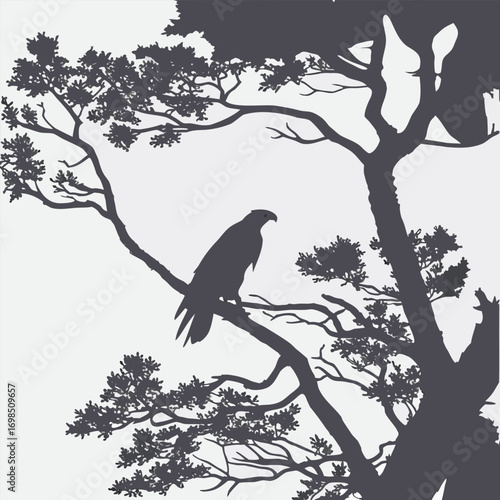 a majestic bird perched on tree branch under moonlight