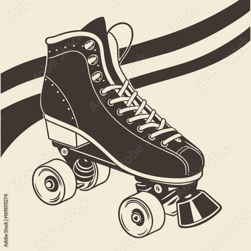 classic roller skate design with vintage style and dynamic lines