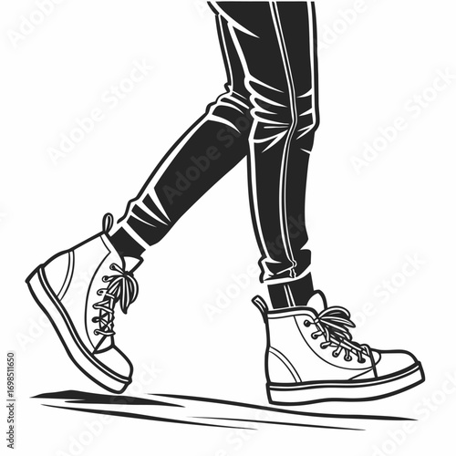 a person walking wearing stylish sneakers and leggings