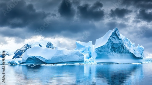 Wallpaper Mural A vast Antarctic glacier with a massive, geometric blue void in the ice, under a troubled, melancholic sky. Torontodigital.ca