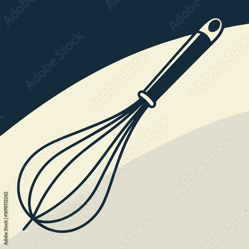 a simple illustration of a whisk against dual background