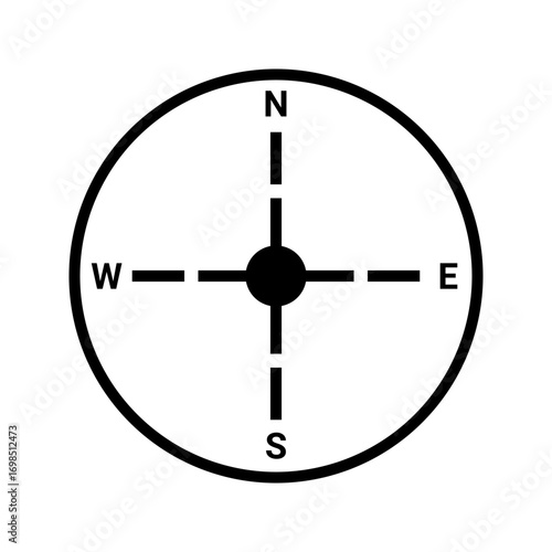 Black compass direction illustration. Map symbol	