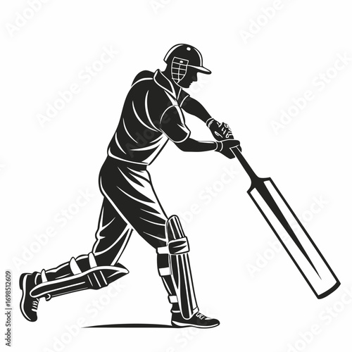 a cricket player swinging bat during match action