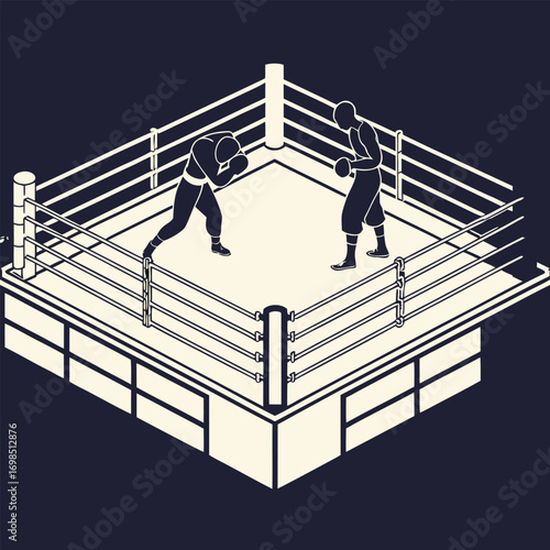 boxing match in ring with two fighters competing fiercely