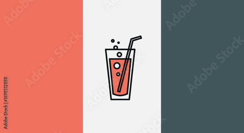Vector illustration of an exclamation mark symbol in a glass with a lemon slice and a drink