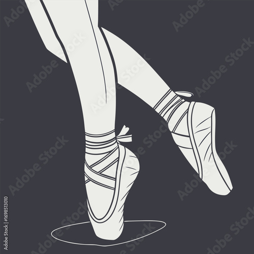 graceful ballet dancer poised on tiptoes in white shoes