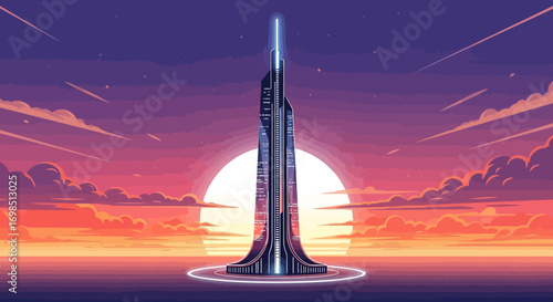 An illustration of the famous Eiffel Tower, a metal silhouette against the Paris sky, symbolizing French tourism and European architecture