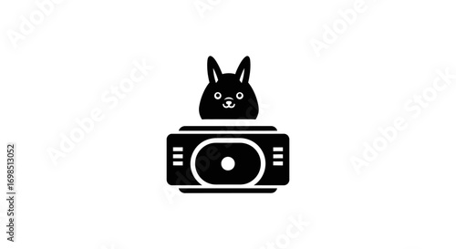 A vector illustration of a vintage photo camera with a big lens is a perfect icon for digital photography technology