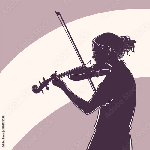 a musician playing violin with graceful posture and focused expression