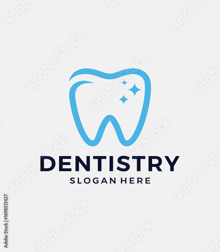 Dentistry logo Clean tooth and stars