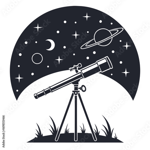 a telescope set up for stargazing under a night sky