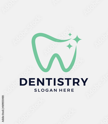 Fresh dentistry logo with sparkling tooth