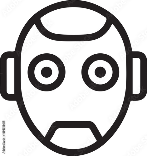 robot head outline icon, artificial intelligence humanoid face and futuristic technology vector on transparent background png