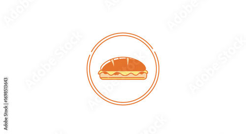 Vector icon illustration of a round basketball with a cartoon burger
