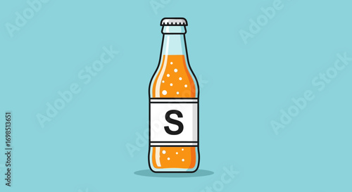 A blank brown glass beer bottle with a cap, ready for your custom label design, isolated on a white background