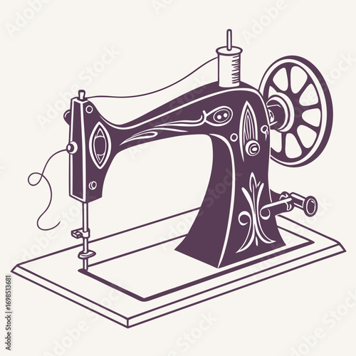vintage sewing machine with intricate design and floral patterns