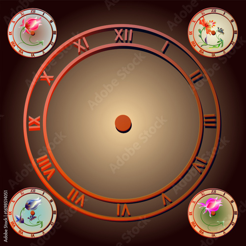 Vintage clock dial template without hands