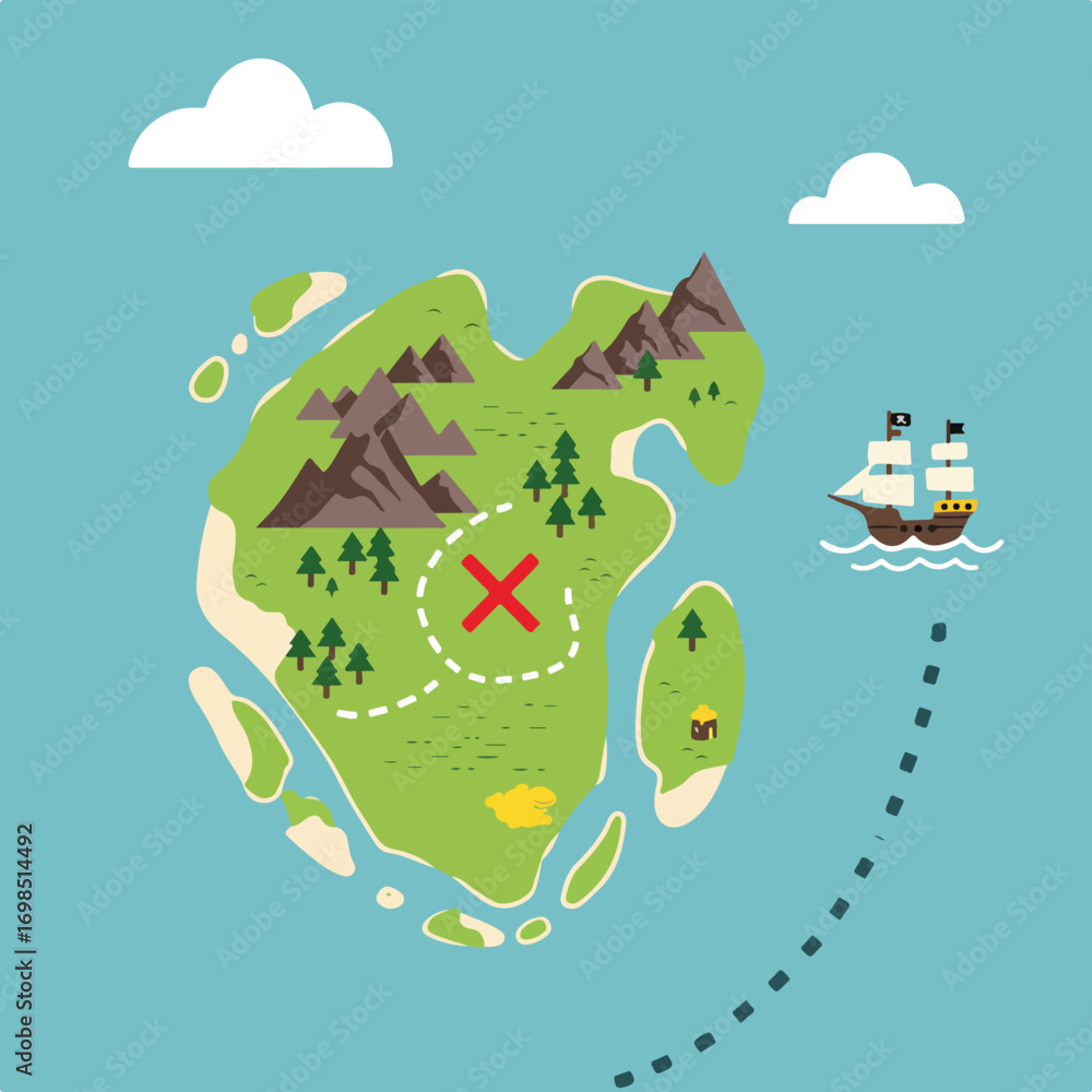Fototapeta premium Treasure Map Island