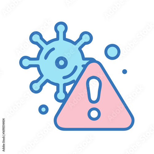 Virus outbreak alert graphic with warning sign icon