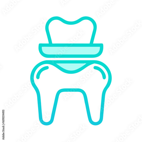 Dental implant icon in vibrant teal on black background