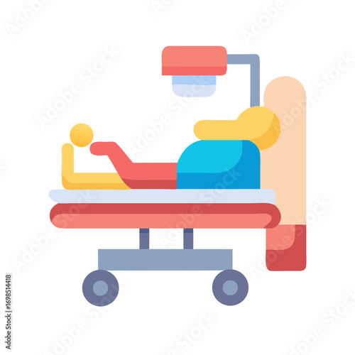 Patient receiving treatment in flat design medical examination room