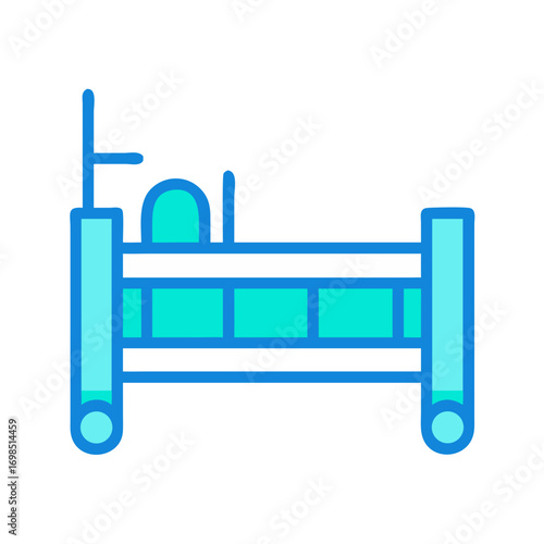 Stylized Hospital Bed on Wheels with Black Background Design