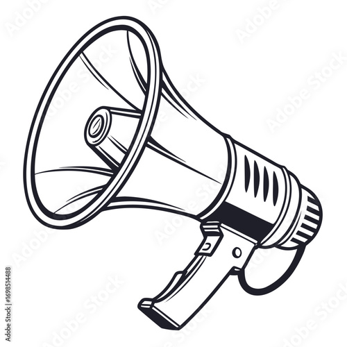 a megaphone illustration with bold lines and simple design
