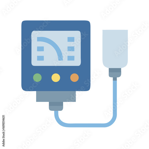 Flat vector icon illustration of a medical infusion pump