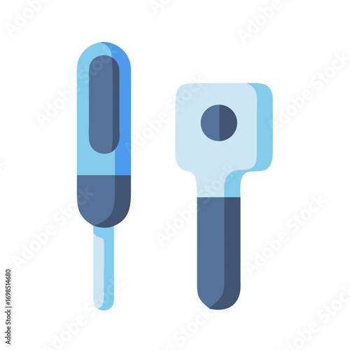 Sleek blue and gray icons of medical instruments