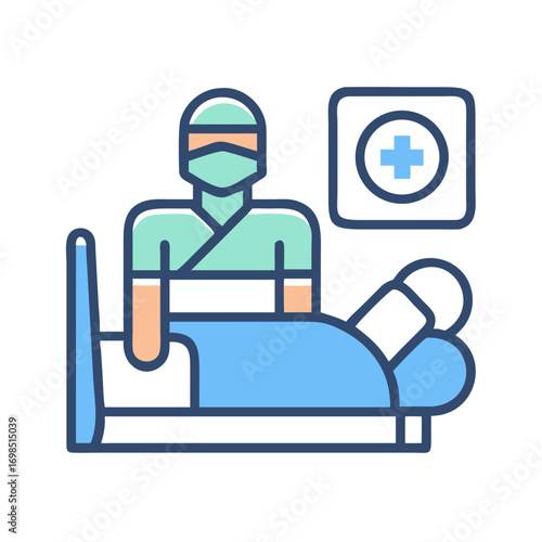 Surgery preparation: A doctor in scrubs with a patient