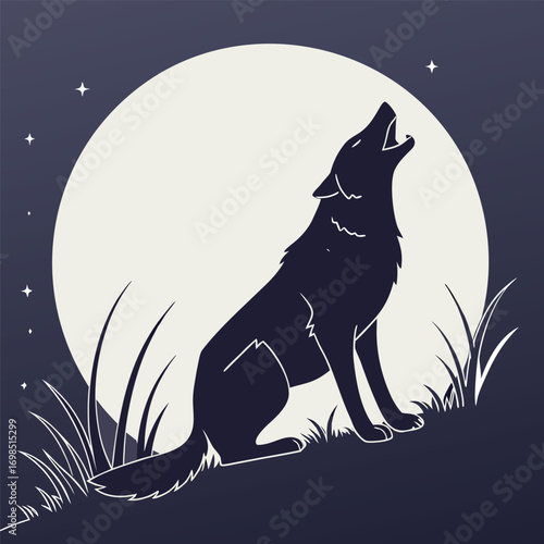 a wolf howling under the bright full moon