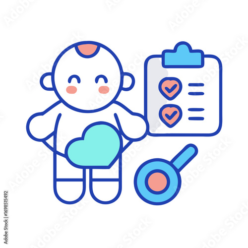 Baby health checkup, medical exam and growth stock image