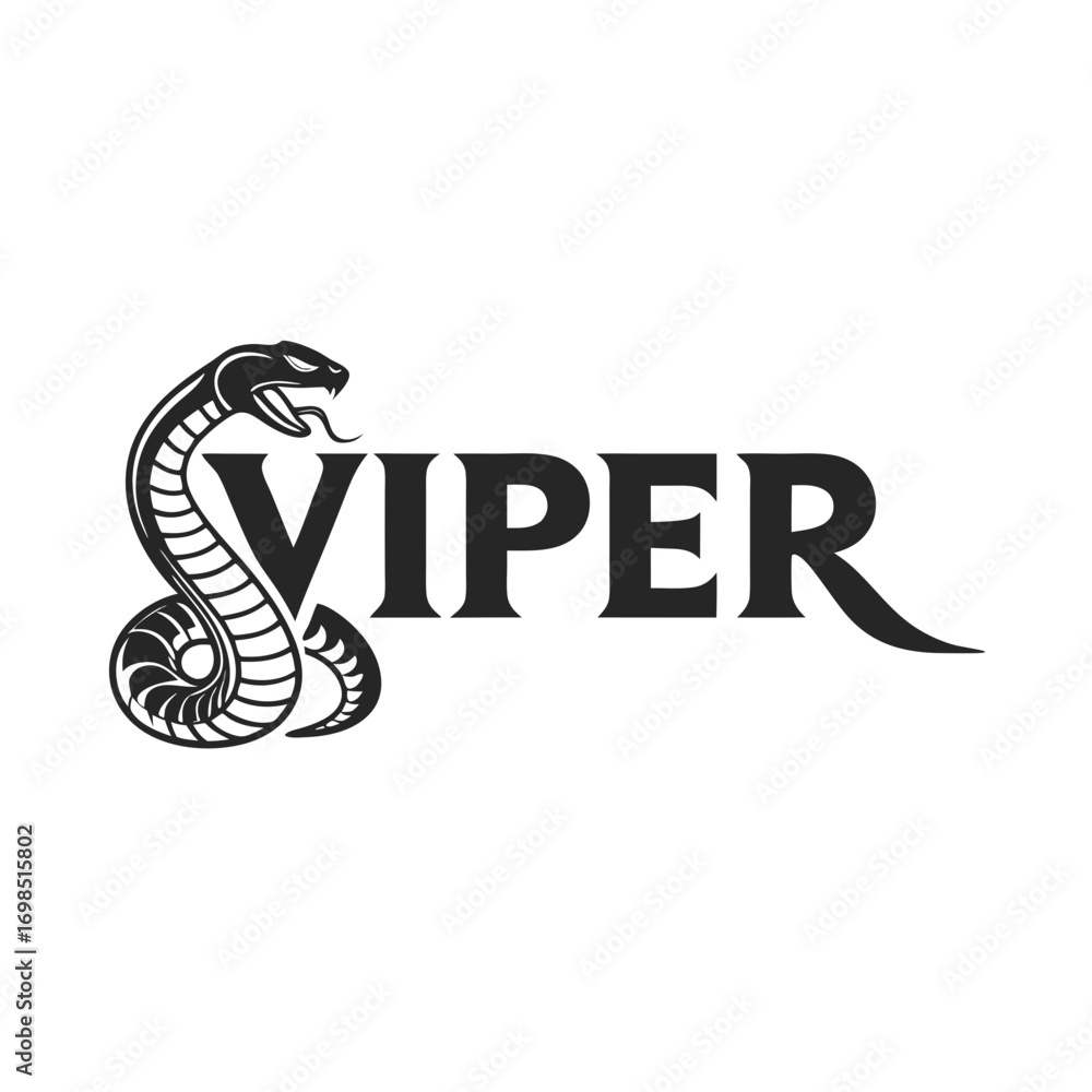 Fototapeta premium Stylized viper snake logo with bold text
